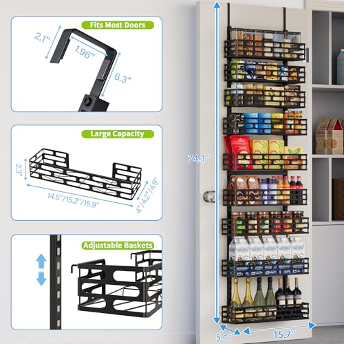 NQW 9-Tier Over Door Pantry Rack, Heavy Duty Metal Organizer for Kitchen - image 2