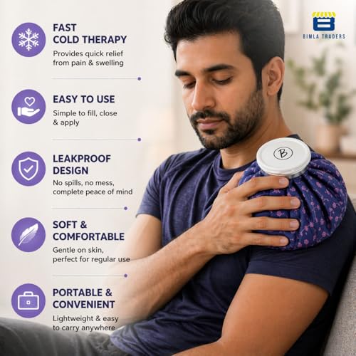 Image of Btag Hot & Cold Ice Bag for Pain Relief (11 Inch) | Reusable Cold Therapy for First Aid Sports Injury, Shoulder, Swelling |Leakproof & Durable Leakproof Fabric Headache, Muscle Pain (Blue Pink Flower)