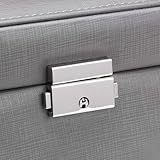 BEWISHOME Jewelry Box Organizer Jewelry Boxes for Women Girls Jewelry Organizer with Lock Mirror Jewelry Storage Case Holder Portable Travel Case Grey SSH77H