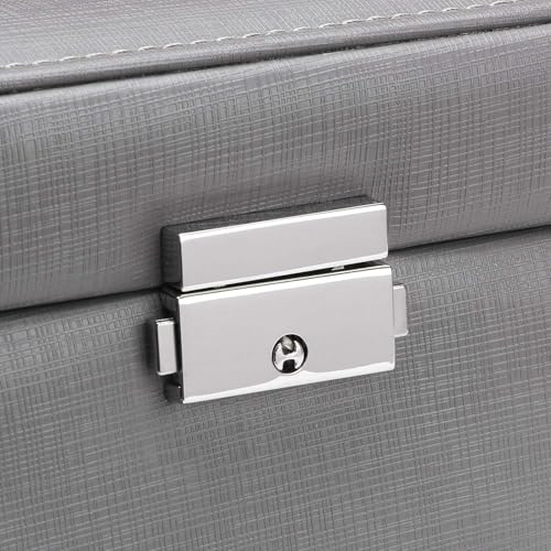 BEWISHOME Jewelry Box Organizer Jewelry Boxes for Women Girls Jewelry Organizer with Lock Mirror Jewelry Storage Case Holder Portable Travel Case Grey SSH77H