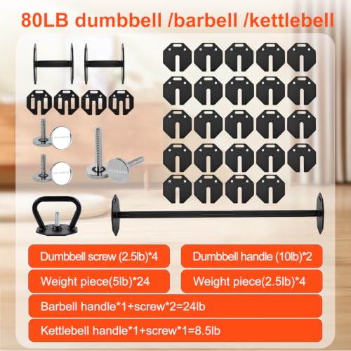 Image of Adjustable Dumbbell Sets 50 /80 /90LBSX2 Durable Steel Build, Free Weights Dumbbells Set with Barbell /Kettlebell Handle with Srew Sets 3-in-1 Multifunctional Dumbbell Fitness Exercises for Home Gym Suitable Men /Women 50 /80 /90LBX2