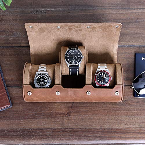 Rothwell Watch Roll Travel Case For 3 Watches | 100% Real Leather, Tough Portable Protection, Fits All Wrist Watches & Smart Watches Up To 50Mm… #TOP2