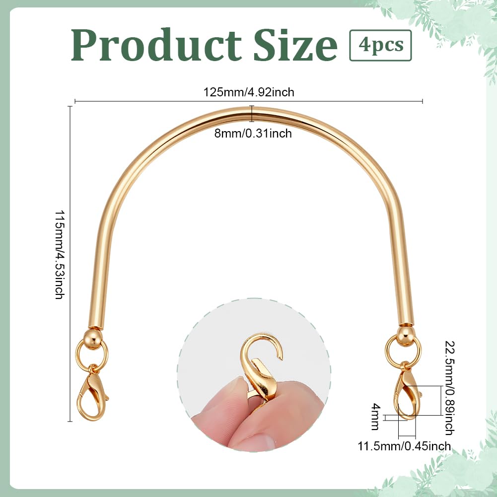 PH PandaHall 4pz Manici Dorati per Borsa in Metallo Cinghie per Borse in Lega, Manici di Ricambio Corti per Borsa per La Realizzazione di Borsa Fai Da Te, 11.5x12.5cm