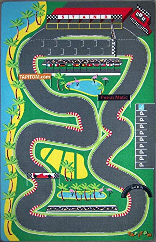 TAPITOM® Tapis Enfant Circuit Voiture de Course 130x200 cm