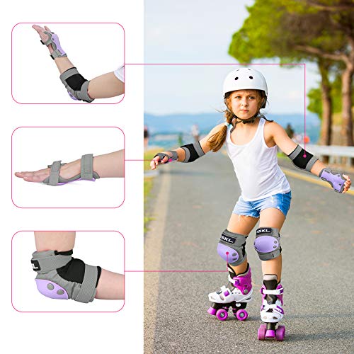 SKL Knee Pads for Kids, Elbow and Knee Pads Kids 6-13, Toddler 3 in 1 Protective Gear Set with Wrist Guards, Adjustable Strap for Skating Scooter Bike Riding Skateboard Cycling Rollerblading
