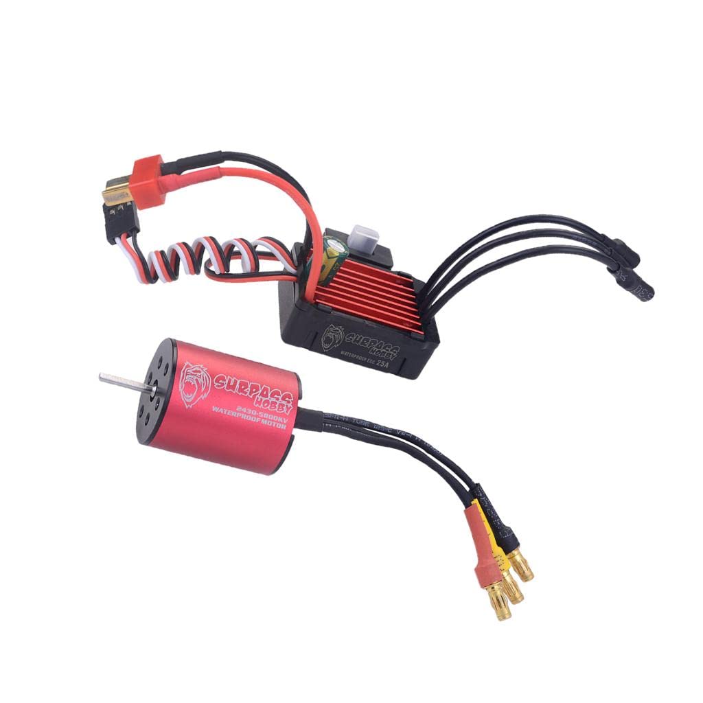 Silnik bezszczotkowy 5800 kv i zestaw combo 25A ESC do samochodu RC w skali 1/18,1/16 - CZERWONY czarny zestaw części zamiennych