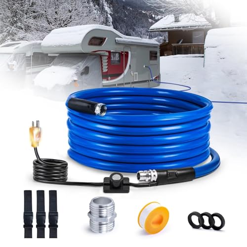 Image of CHANGE MOORE Heated RV Water Hose - 12' 1 /2 inch Inside Diameter -4 Anti-Freeze, Thermostat, Thickened Heat Belt, Drinking Water Hose