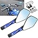 KATUR Moto Guidon Fin Miroirs Rétroviseur Bleu Moto Anti Glare Bluish Miroirs Hawk-Eye 10MM 8MM Clockwise fileté Mounts Les boulons de K awasaki S uzuki H Onda V ictory C Hopper