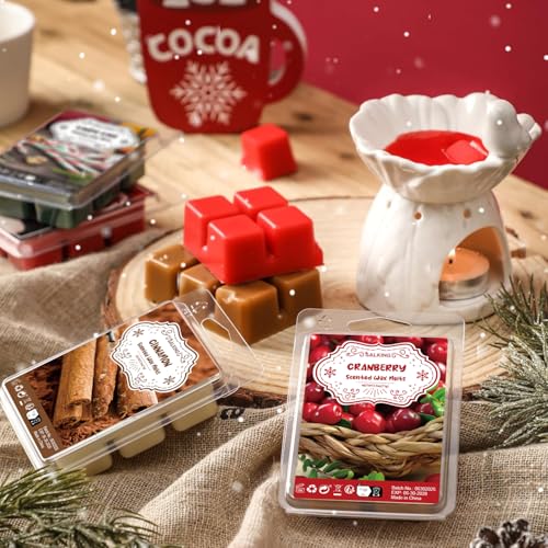 Winter Scented Wax Melts, Christmas Soy Wax Melts Gift Set, Wax Cubes/Tarts for Warmer - Christmas Wreath, Gingerbread, Sugar Cookie, Peppermint, Cinnamon, Cranberry, Apple Cider, Candy Cane, 8x2.6 oz - Thumbnail 2