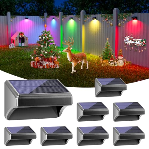 Bridika Solar Fence Lights, Outdoor Waterproof Warm White & Color Glowt, LED, for Backyard, Patio, Deck Railing, Stair Handrail, Pool and Wall (8 Packs) Bridika Solar Fence Lights, Outdoor Waterproof Warm White & Color Glowt, LED, for Backyard, Patio, Deck Railing, Stair Handrail, Pool and Wall (8 Packs)
