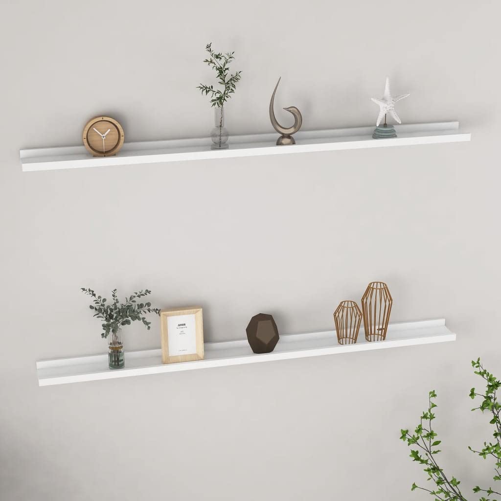 YUANCHUTOP Picture Display Wall Ledge Shelf, 2 Set Floating Shelves 115x9cm Long Easily Mounted Wall Shelves For Living Room, Bathroom & Kitchen - White