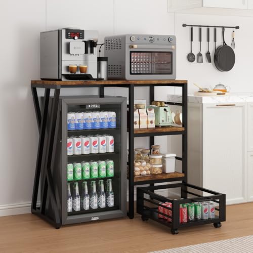 KGQMTNA Beverage & Wine Fridge Stand with Basket & Worktop