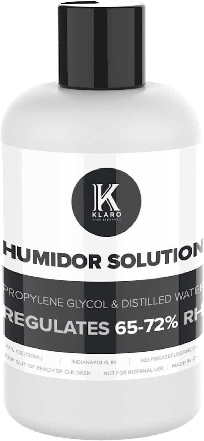 Klaro Humidor Solution Single Bottle - Special Formula 50% Distilled Water / 50% Propylene Glycol 250 ml - by CASE ELEGANCE