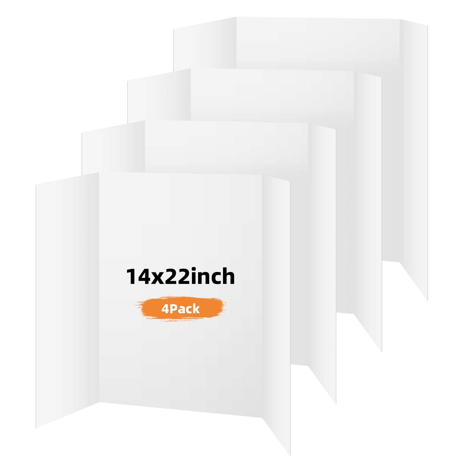 4 Pack Trifold Poster Board, 14x22 Inches White Presentation Board, Portable Display Board for Science Fair, School DIY Project and Business Exhibitions