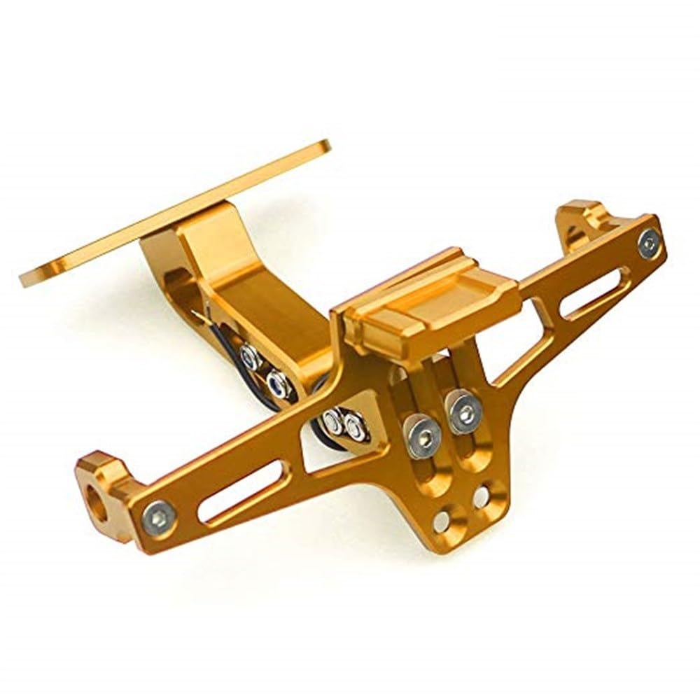 Kennzeichenhalter Motorrad Motorrad Universal verstellbare hintere Heckhalterung for Nummernschildhalter Motorrad Kennzeichenhalter(Gold)