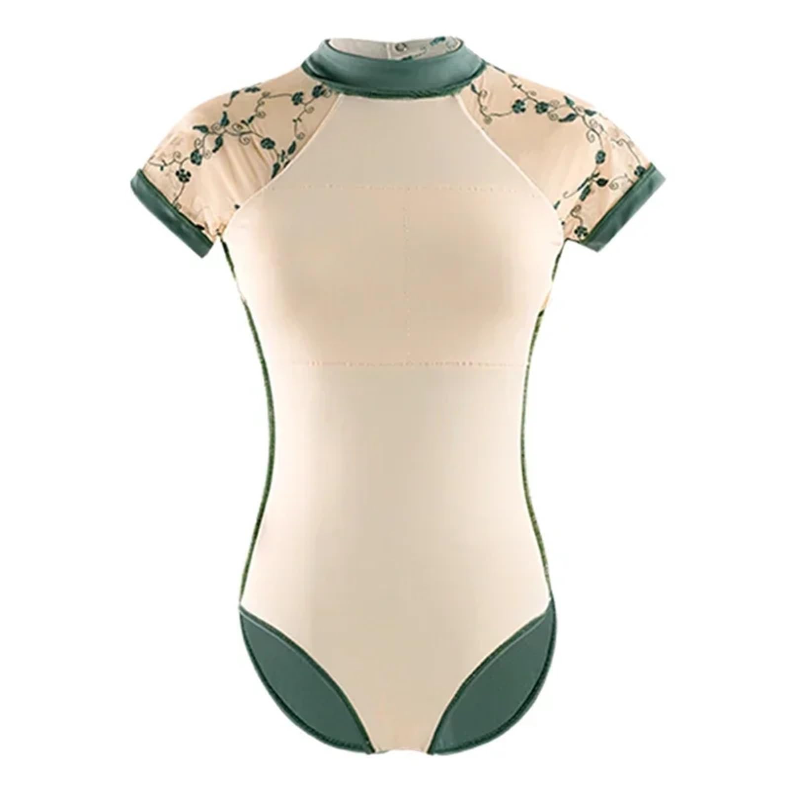 Ballett-Trikot Tanztrikots for Damen, besticktes Mesh-Trikot, Stehkragen mit versteckter Schnalle, Tanzbekleidung for Mädchen in V-Form