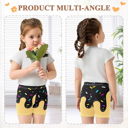 Black Ice Cream Girls Shorts Size 8 Elastic Cotton Girls Running Biker Shorts Dance Tumbling Athletic Gymnastics Yoga Pants for Kids3