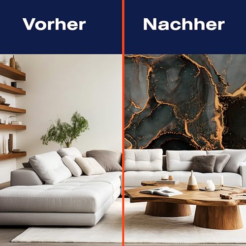 wandmotiv24 Fototapete Marmor Optik Stein, XXL 400 x 280 cm - 8 Teile, Wanddeko, Wandbild, Wandtapete, Gold Rot Blau Grau M6883