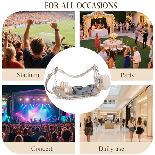 MIVELOYA Clear Bag for Stadium Events, Women's Handbags Shouler Purse for Stadium Crossbody, PVC Clear Concert Bag with Coin Purse (Beige, 13IN) by MIVELOYA - Used condition - Image 6
