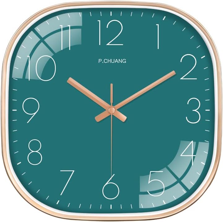 STAR WORK Plastic Non Ticking Silent Quartz Watch Analog Wall Clock Bedroom Hall Living Room Office, Mute & Quiet Wall Clocks(Aqua Square), 12x12 Inch