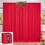 Picture of 32 x 10ft Red Backdrop Curtains Photo Background Curtains 8 Panels (10'L x 4'W Each) with Rod Pocket, No-Wrinkle Polyester Backdrop Drapes for for Wedding Birthday Party Christmas Prom Dj Set up Event