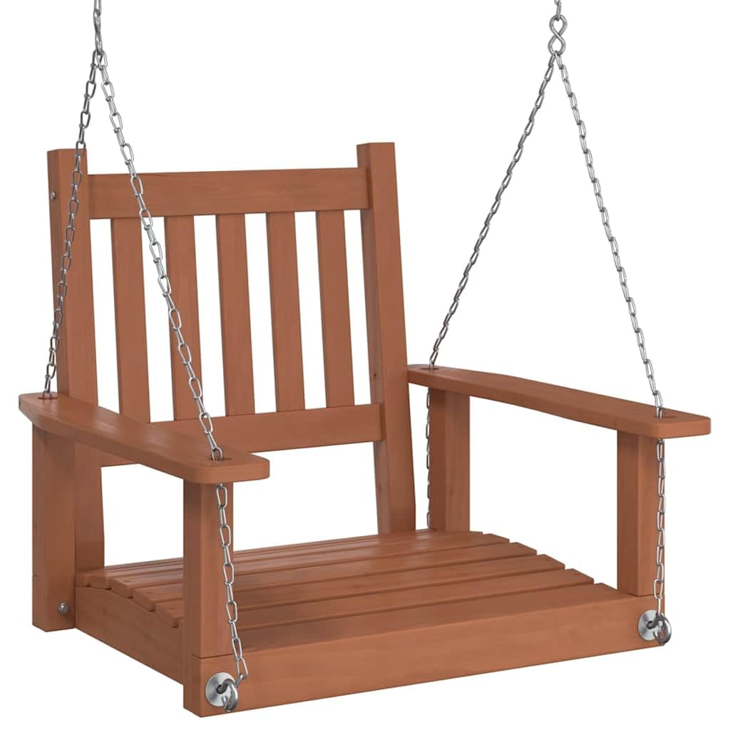vidaXL Garten-Hängestuhl mit Metallketten Braun Massivholz Tanne, Außenschaukel, Outdoor Schaukel, Garten Hängesessel, Schaukel, Outdoor Hängesessel