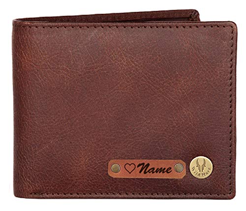 Image of WildHorn Customizable Leather Wallet for Gifting | Engrave with Your Name,Company Name or Initials (Brown CR)