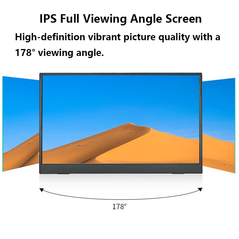 Image of Portable Monitor for Laptop, 15.6 Inch 1080P Second External Monitor | IPS USB-C HDMI Portable Computer Monitor with Kickstand, Speakers, VESA Mountable, Travel External Second Screen for Phone