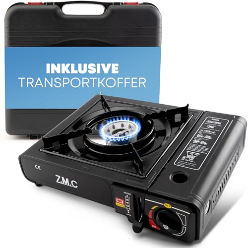 Z.M.C Gaskocher 1-flammig inkl. Adapter für LPG + Aufbewahrungskoffer,...