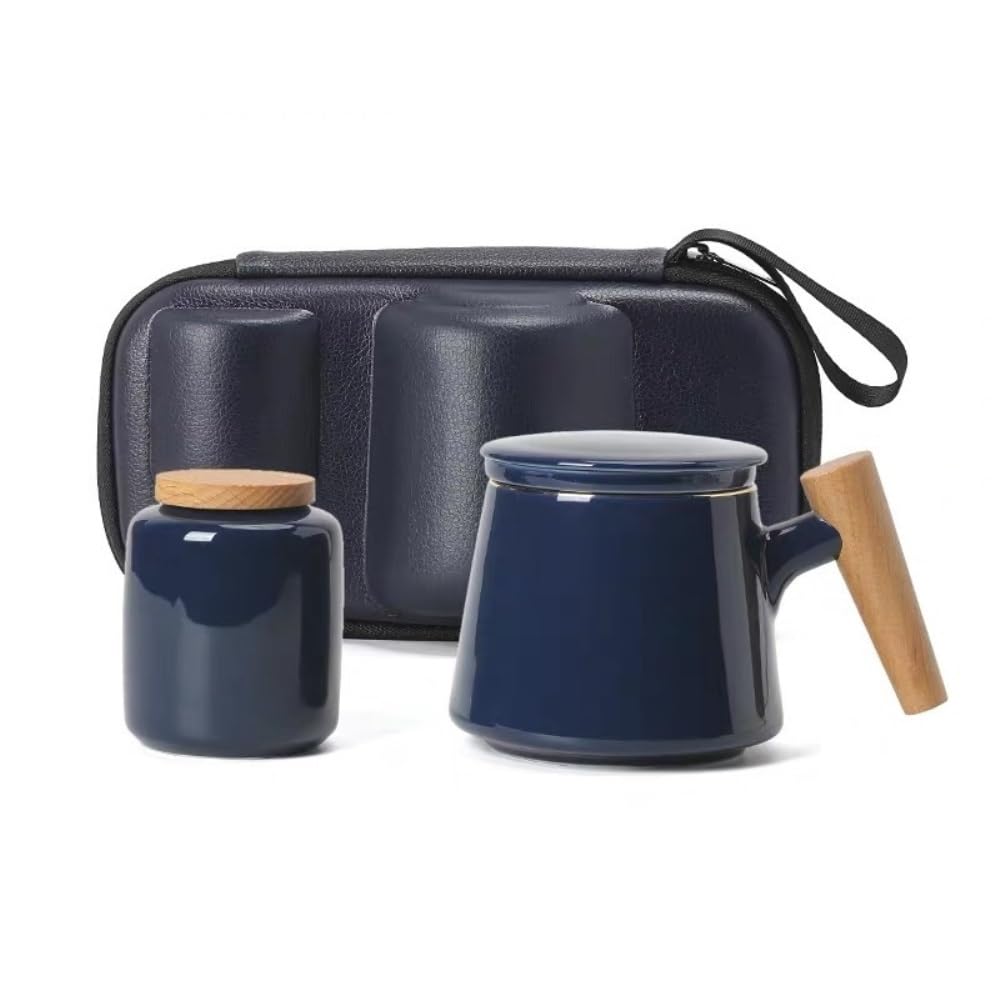 Słoik na cukier ceramiczny pojemnik do przechowywania herbaty, słoik, filtr biurowy, sitko, kubek, przenośny zestaw do podróży, torba ręczna na herbatę(C)