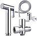 Hand Held Bidet for Toilet Set-Handheld Bidet Sprayer Combo for Bathroom Attachment-Baby Cloth Diaper Sprayer Kit and Muslim Shower with Hose and T Valve-Chrome