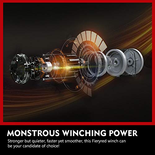 FIERYRED Electric Synthetic Rope Winch - 13000 lb. Load Capacity Fit for Jeep,Truck,SUV with Wirless Remote & Corded Control - Thumbnail 7