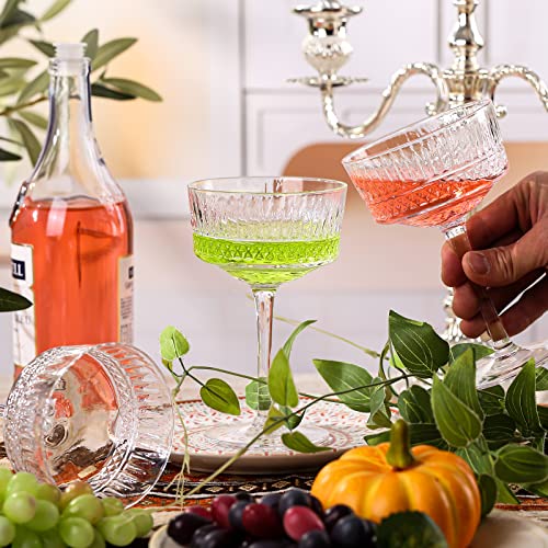 Physkoa Vintage Coupe Glasses Set Of 6- Cocktail Glasses 9.3 Oz-Classic Manhattan Glasses For Cocktails, Champagne Coupe Glasses, Crystal Cocktail Glasses, Art Deco Gatsby Vintage, Martini Glasses. #TOP4