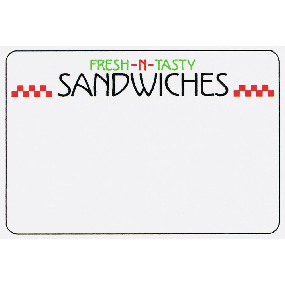 HUBERT Fresh-N-Tasty Sandwiches Sandwich Labels - 3" L x 2" H, 500 per Roll