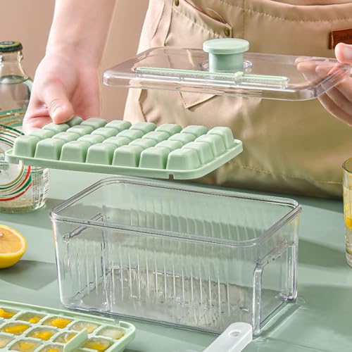 Bandeja de cubos de hielo con liberación fácil y caja de almacenamiento miniatura 6