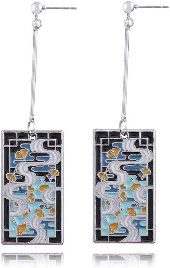 Anime Kamado Tanjiro Hanafuda Earrings - Kimetsu No Yaiba Hanafuda Earrings - Cosplay Accessories For Womens Girls