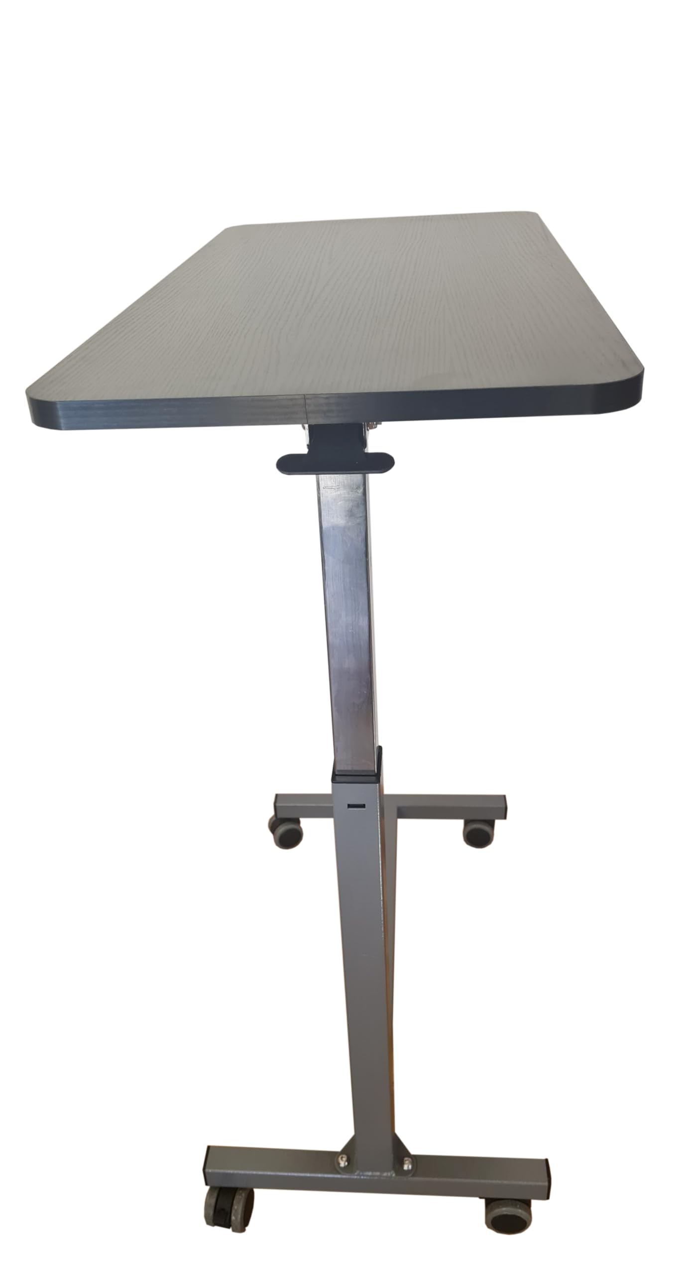Healthcare NT7201 - Mesa de cama portátil ajustable en altura y silla con ruedas, mesa de cama de hospital, portátil, lectura, comida, desayuno, palanca ajustable accionada por neumático