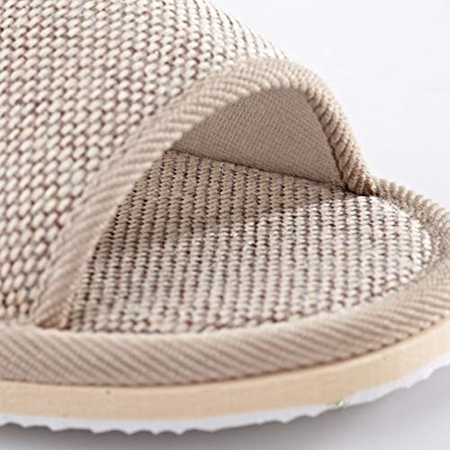 2 Pairs Womens Indoor House Slippers Home Shoes Open Toe Slip on Cotton House Slippers Hotel Beige 29cm3