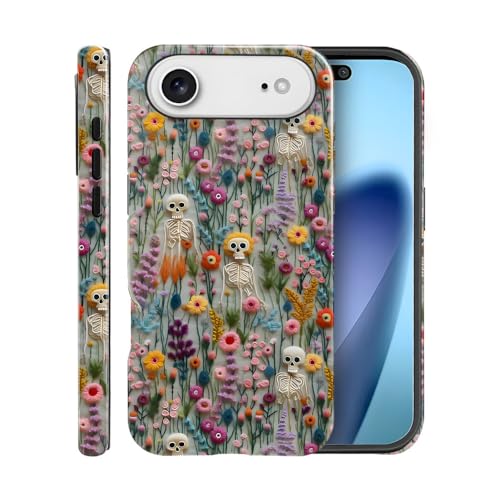 Coque P19JL Air antichoc rigide fleurs squelettes Halloween