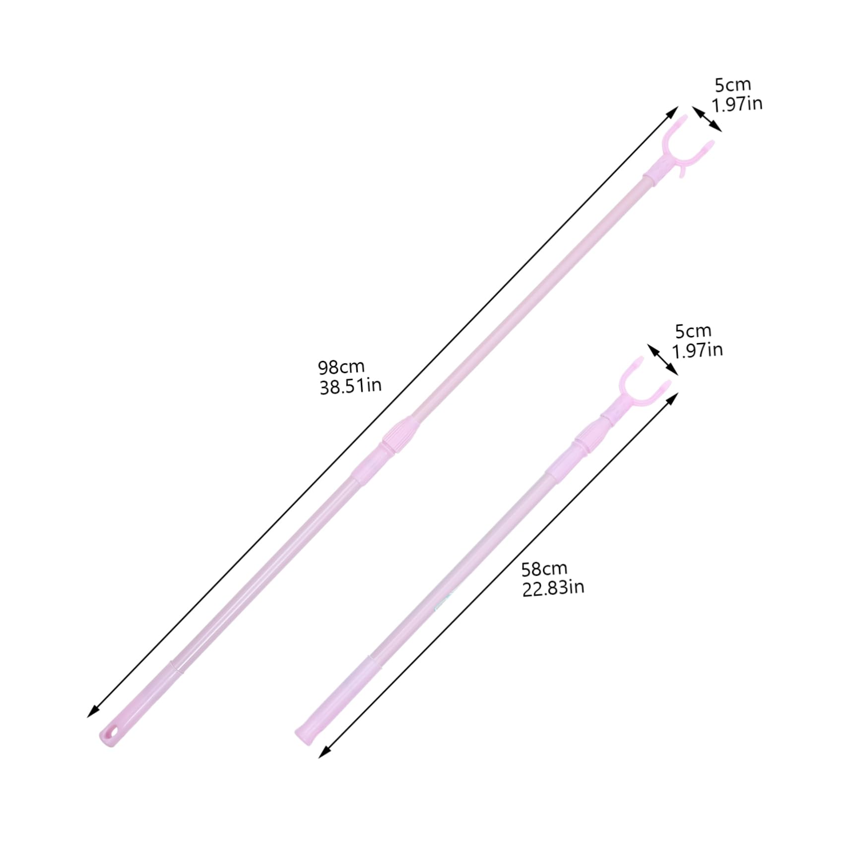 KOMBIUDA Telescopic Clothes Drying Pole Set of 5 Easy to Extend Clotheslines Pole 56-96cm Pp Stainless Steel Retractable Clothesline Rods