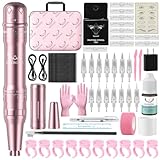 Permanent Eyebrow Makeup Tattoo Machine Kit With 15 pcs Cartridge Needles Microblading Supply (Rose Gold)