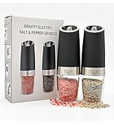 Admired By Nature Electric Salt and Pepper Grinder Set, Battery-Operated with Adjustable Coarsene...