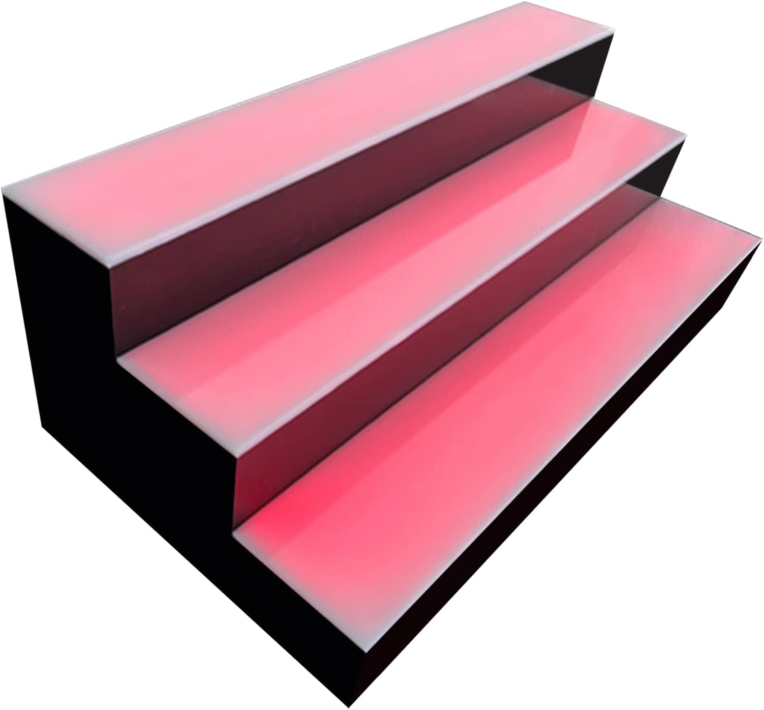 3-Tier LED RGB Bottle Display Shelf, Acrylic Lighted Bottle Stand with Remote, 15 Colours