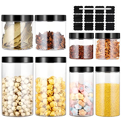 4.2L Vorratsdosen Set, 8 Stück Kunststoff Müsli Schüttdose & Frischhaltedosen aus BPA-frei, Aufbewahrungsbox Küche Luftdicht Behälter aus Plastik Mit Deckel, Satz mit 8 Etiketten (4.2L) Cover