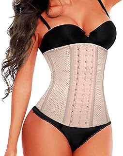 SHAPERX Women 3 Hooks High Waist Trainer Latex Long Torso Cincher Corset