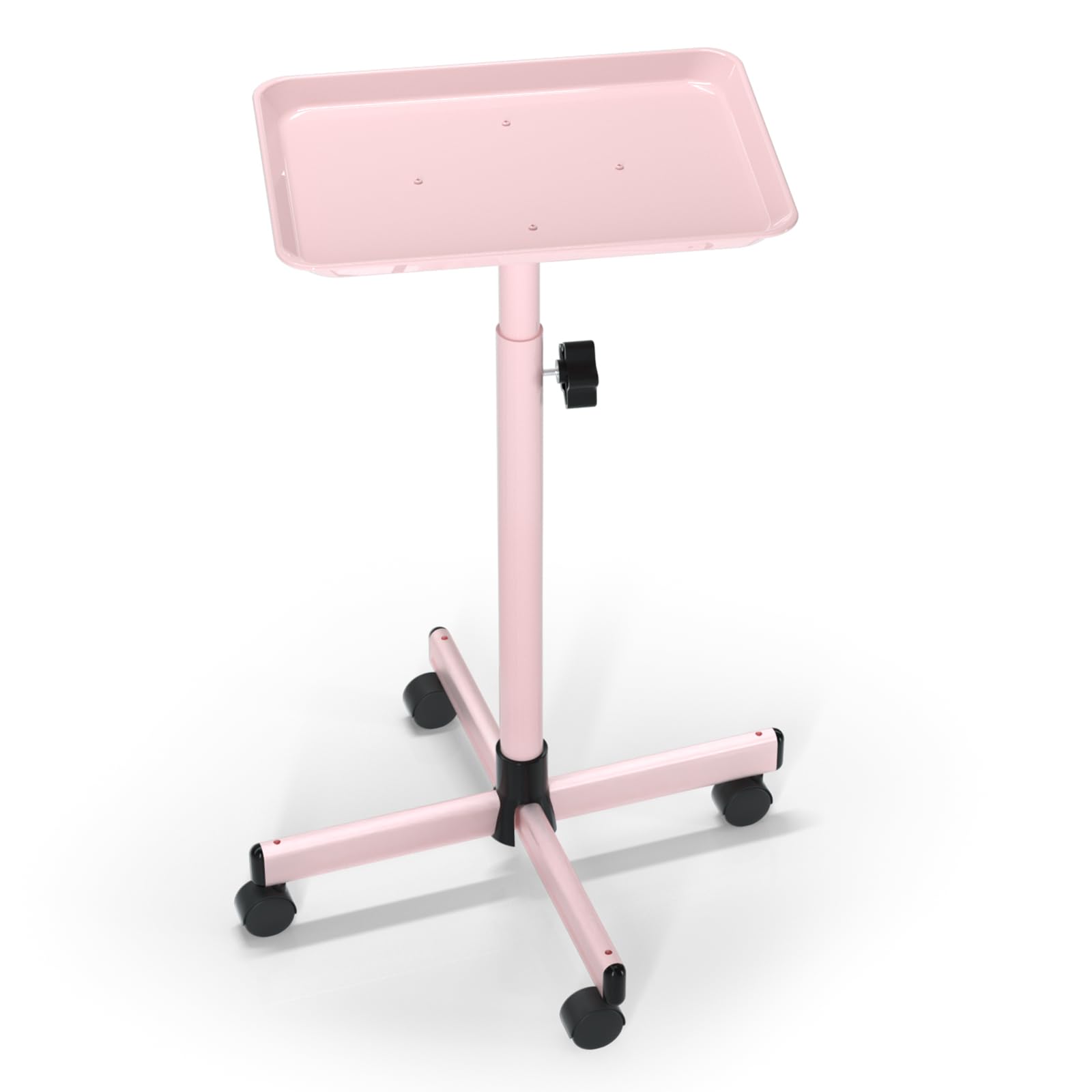 Salon Tray on Wheels, Adjustable Height Tattoo Tray Salon Cart for Hairstylist, Aluminum Salon Trolley Cart with Wheels, Salon Rolling Tray for Salon&Spa(40inch-Pink)