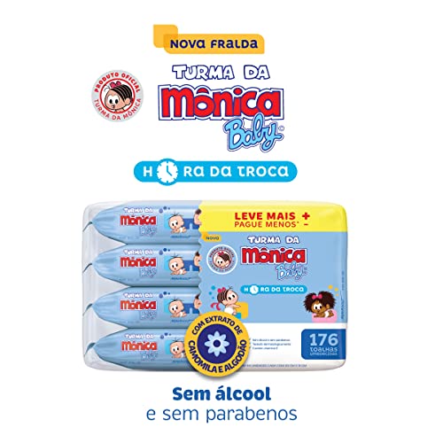 Kit Toalha Umedecida Hora Da Troca Turma Da Mônica 176 unidades
