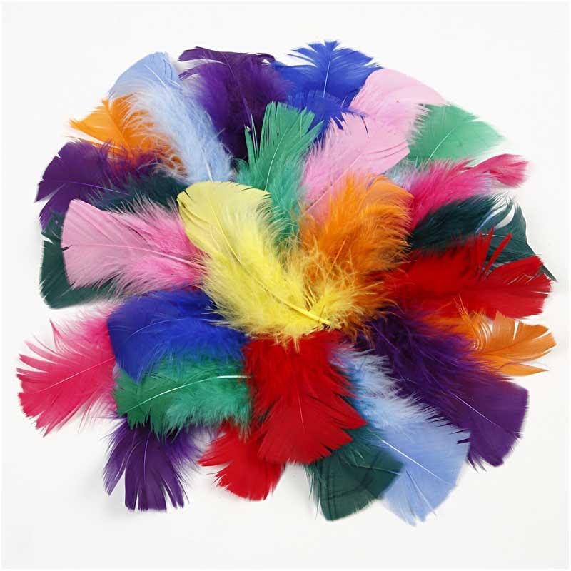 Feathers, size 7-8 cm, asstd colours, 50g, Multicolor - Image 3