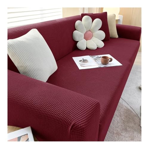 Housse de canapé extensible rouge vin taille L pour angle salon