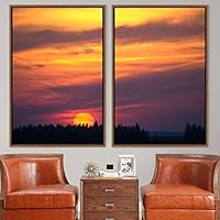 2 Piece Framed Canvas Wall Art Sunset in The Trees Canvas Prints Home Artwork Decoration for Living Room,Bedroom - 16
